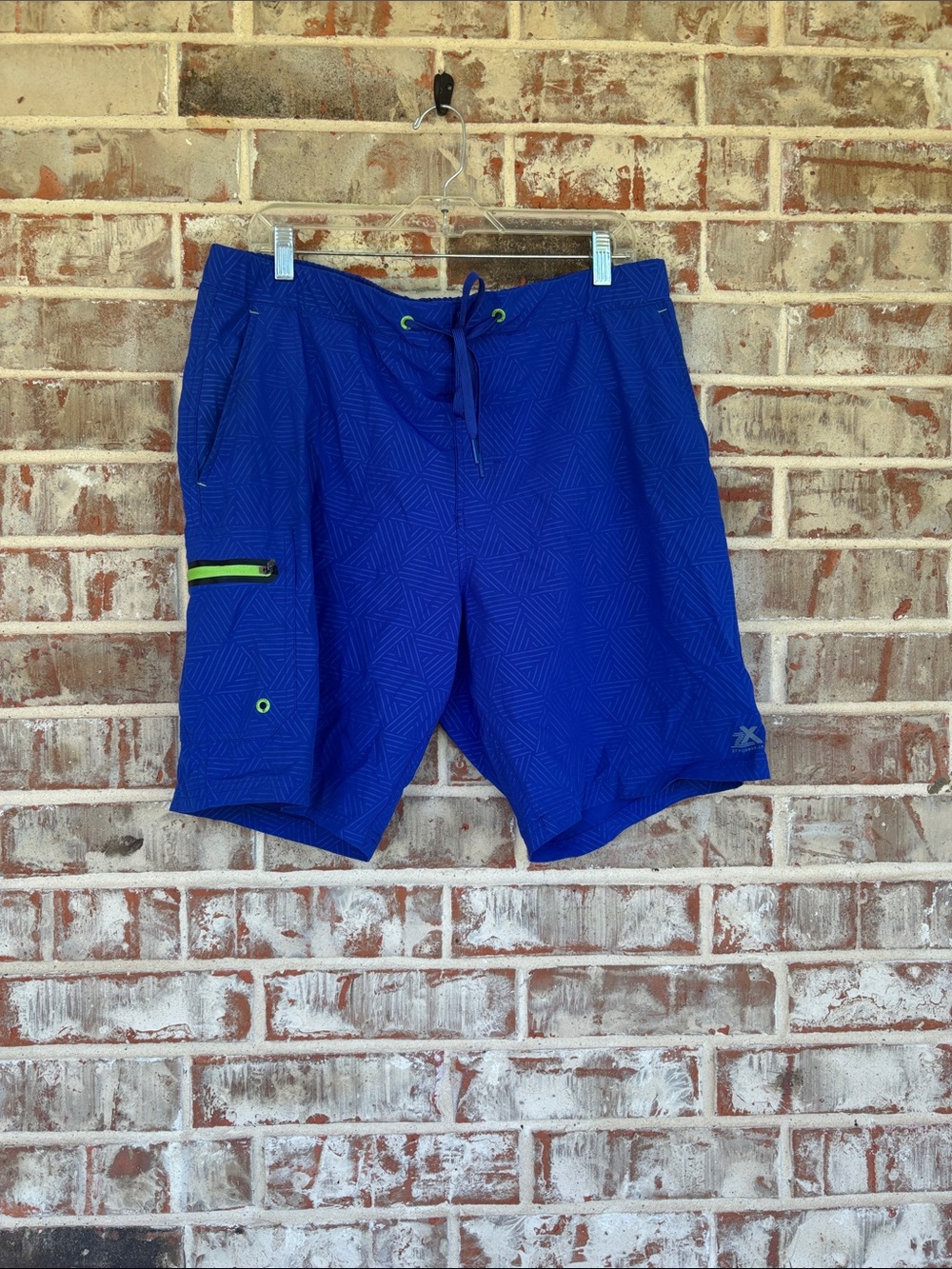 ZeroXposur Royal Blue Swim Board Shorts with Lime Accents